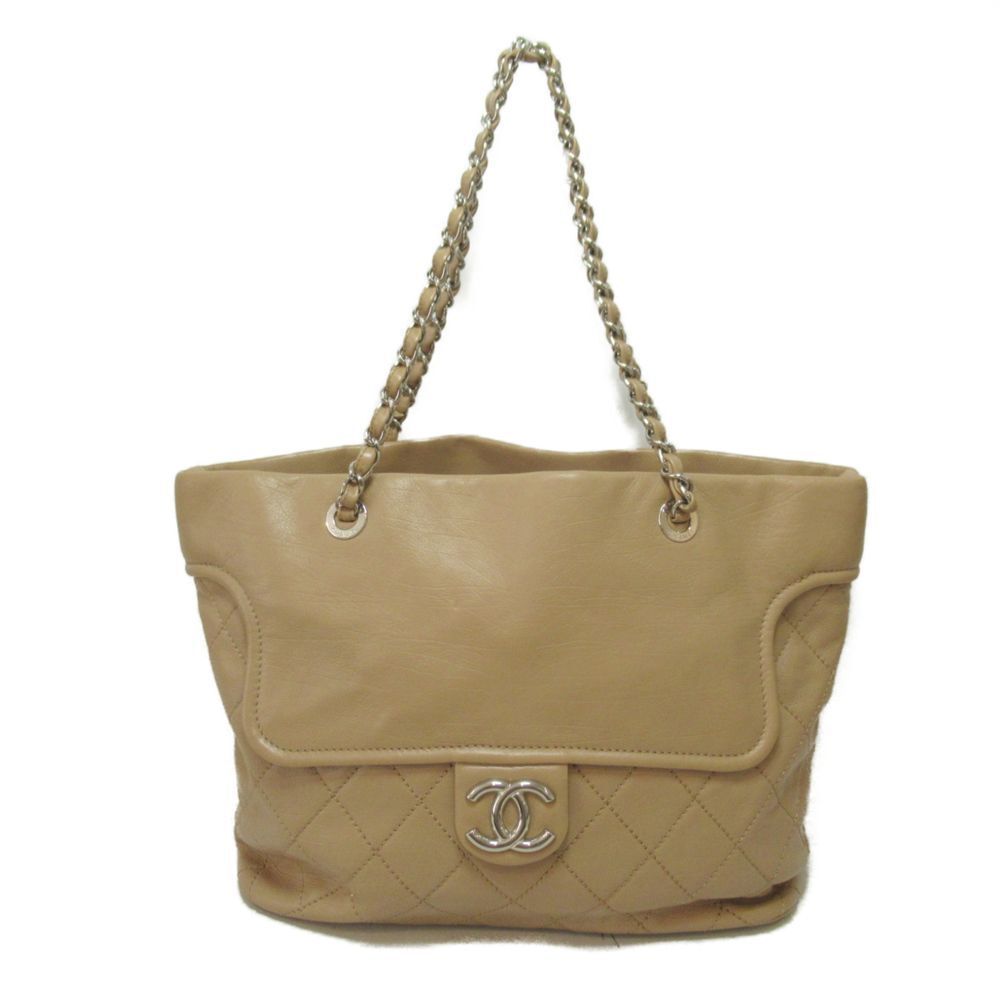 Chanel Chain Shoulder Bag Calf Cowhide Beige - Picture 1 of 6
